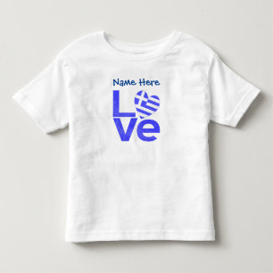 T-shirt Pour Les Tous Petits Cœur drapeau bleu Grèce LOVE personnalisé 