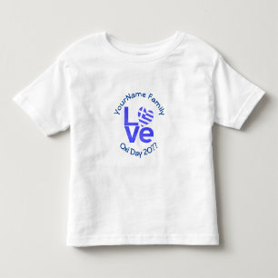 T-shirt Pour Les Tous Petits Coeur du drapeau grec en bleu LOVE