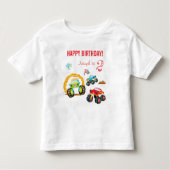 T-shirt Pour Les Tous Petits Colful Birthday Boy Monster Trucks with Age (Devant)