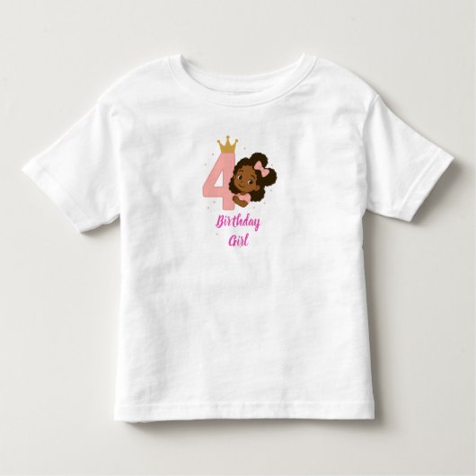 T-shirt Pour Les Tous Petits Conception anniversaire 4 ans Princesse Rose (Devant)