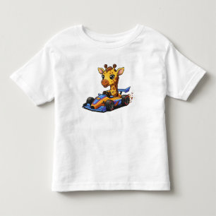 T-shirt Pour Les Tous Petits Conducteur de voiture de course bébé girafe mignon