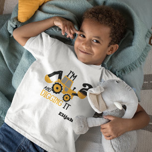 T-shirt Pour Les Tous Petits Construction Joyeux Anniversaire Pelle Age Nom