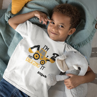 T-shirt Pour Les Tous Petits Construction Joyeux Anniversaire Pelle Age Nom