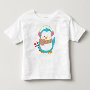 T-shirt Pour Les Tous Petits Cool Hipster Penguin Winter Kids Toddler Noël