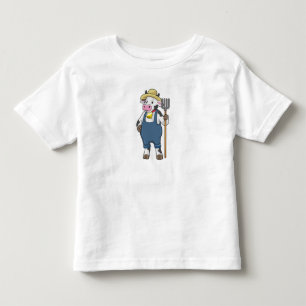T-shirt Pour Les Tous Petits Cow as Farmer with Pitchfork