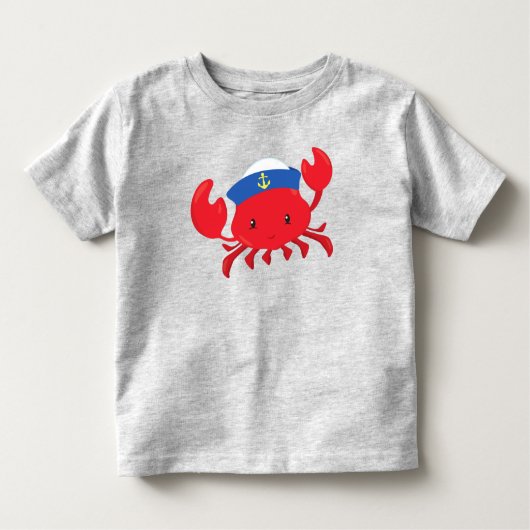 T-shirt Pour Les Tous Petits Crabe marin, Crabe mignon, Casquette marin, Voile, (Devant)