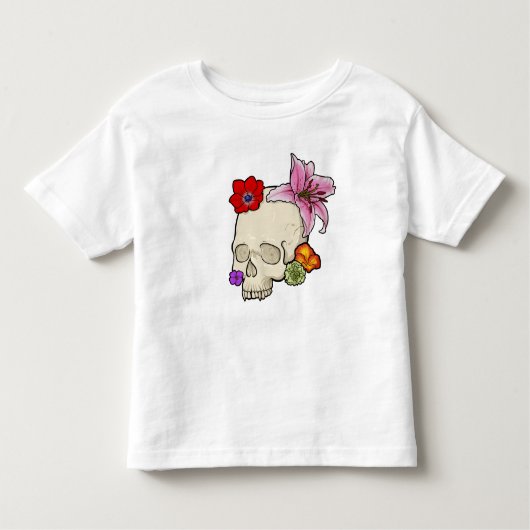 T-shirt Pour Les Tous Petits Crâne et flore (Devant)