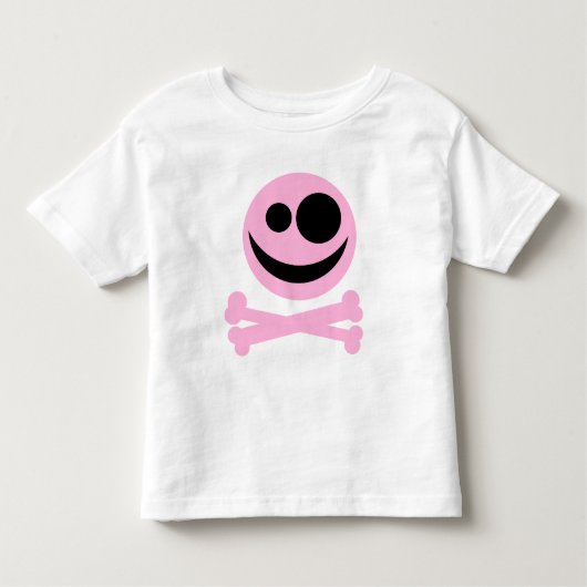 T-shirt Pour Les Tous Petits Crâne et os croisés. Rose et noir (Devant)