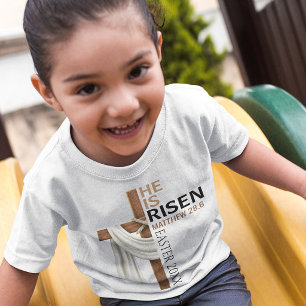 T-shirt Pour Les Tous Petits Croix de Pâques vintage personnalisée Il est ressu