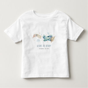 T-shirt Pour Les Tous Petits Cute Aqua Vert Bleu Enfants Nuages d'avion Anniver