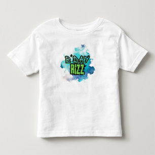 T-shirt Pour Les Tous Petits Cute B'Day Rizz Vert Et Monochromatique Bleu