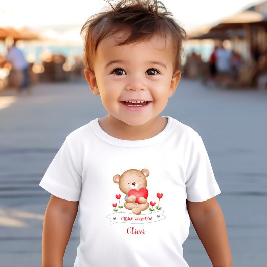 T-shirt Pour Les Tous Petits Cute Bear Mister Valentine Boy Nom personnalisé