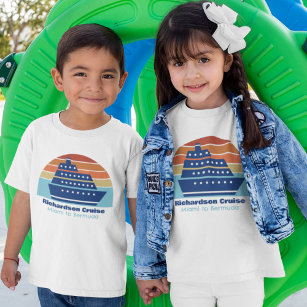 T-shirt Pour Les Tous Petits Cute Cruise Ship Famille Voyage Coucher de soleil 