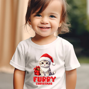 T-shirt Pour Les Tous Petits Cute Furry conception chaton de Noël