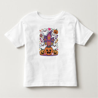 T-shirt Pour Les Tous Petits Cute Kawaii Halloween | Happy Ghosts & Pumpkins