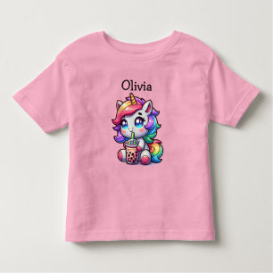 T-shirt Pour Les Tous Petits Cute Kawaii Unicorne avec thé bulle Personnalisé
