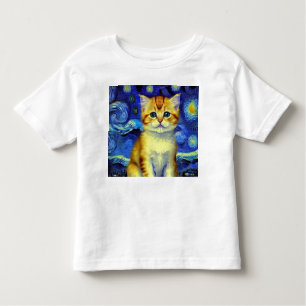 T-shirt Pour Les Tous Petits Cute Kitten Starry Night Van Gogh