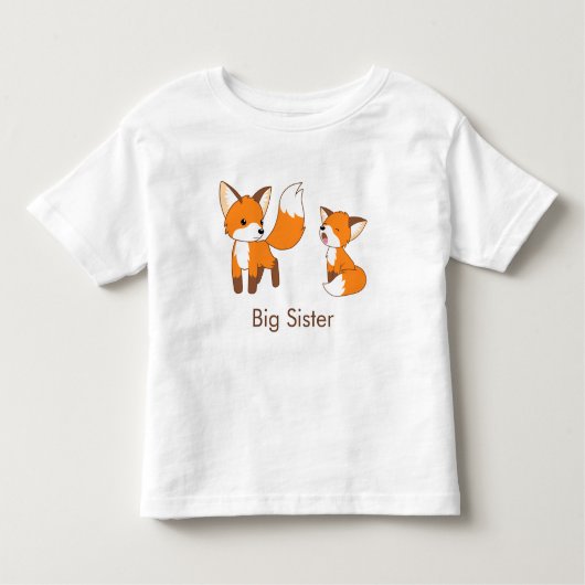 T-shirt Pour Les Tous Petits Cute Little Foxes - Big Sister (Devant)