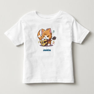 T-shirt Pour Les Tous Petits Cute Orange Chat Jouer Guitare