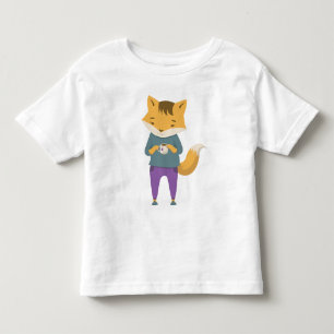 T-shirt Pour Les Tous Petits Cute renard avec tasse de thé