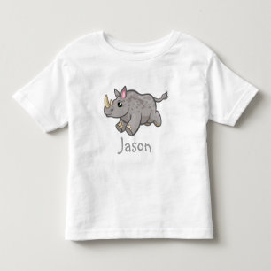 T-shirt Pour Les Tous Petits Cute Rhino Faune Jungle Animal Enfants Nom Chemise