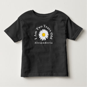 T-shirt Pour Les Tous Petits Cute White Daisy fleur ajouter nom, J'ai 2 ans