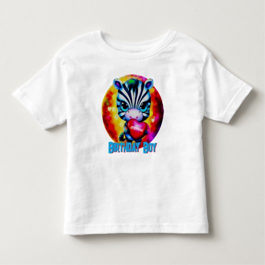 T-shirt Pour Les Tous Petits Cute Zebra Birthday Boy (Devant)