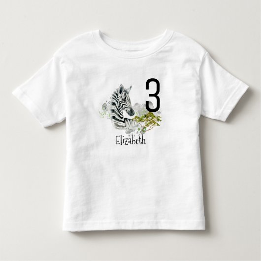 T-shirt Pour Les Tous Petits Cute Zebra En Aquarelles Anniversaire (Devant)