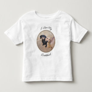 T-shirt Pour Les Tous Petits Dachshund (Smooth) Peinture - Art Chien original