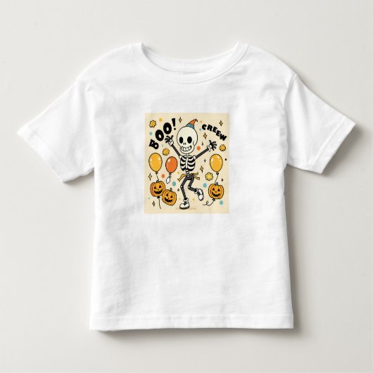 T-shirt Pour Les Tous Petits Danser amusant Skeleton "Boo Crew" Halloween Vecto (Devant)