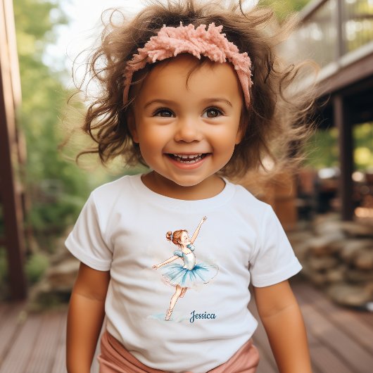 T-shirt Pour Les Tous Petits Danseur Ballerina à l'aquarelle bleue