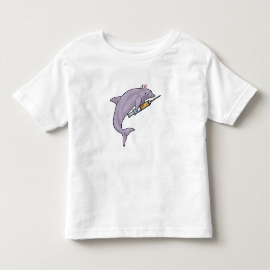 T-shirt Pour Les Tous Petits Dauphin comme infirmière avec seringue (Devant)