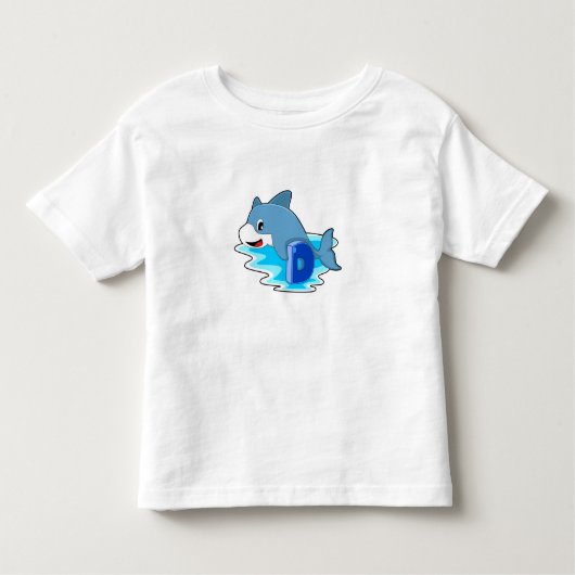 T-shirt Pour Les Tous Petits Dauphin en natation avec lettre (Devant)