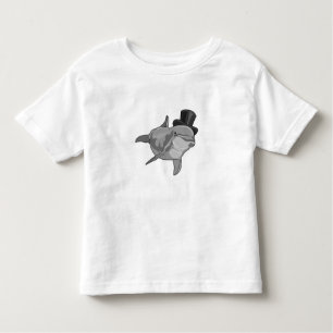 T-shirt Pour Les Tous Petits Dauphin en tant que Gentleman avec chapeau supérie