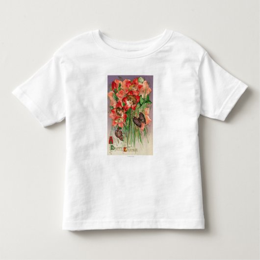 T-shirt Pour Les Tous Petits De Joyeuses Pâques avec les fleurs principales de (Devant)