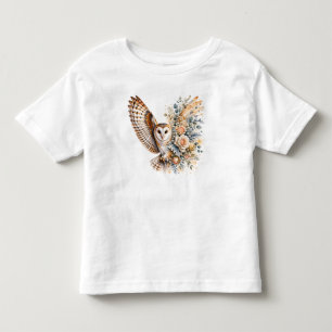 T-shirt Pour Les Tous Petits Dessin floral de hibou à l'aquarelle PNG