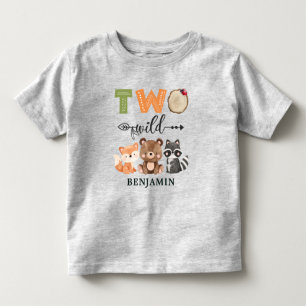 T-shirt Pour Les Tous Petits Deux animaux sauvages de bois personnalisés 2e an