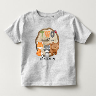 T-shirt Pour Les Tous Petits Deux animaux sauvages de bois personnalisés 2e an