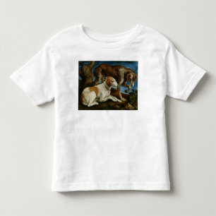 T-shirt Pour Les Tous Petits Deux chiens de chasse attachés à un tronçon