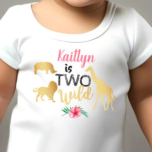 T-shirt Pour Les Tous Petits Deux filles de safari sauvage jungle 2e anniversai
