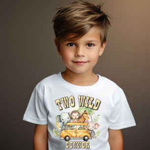 T-shirt Pour Les Tous Petits Deux garçons sauvages animaux de safari d'annivers