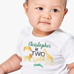 T-shirt Pour Les Tous Petits Deux garçons sauvages de safari pour leur 2e anniv