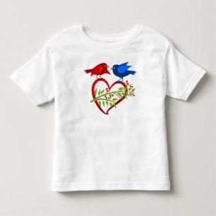 T-shirt Pour Les Tous Petits Deux oiseaux amoureux avec cœur ouvert