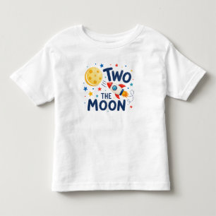 T-shirt Pour Les Tous Petits Deux pour la Lune 2e Anniversaire Fusée Espace Mig