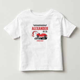 T-shirt Pour Les Tous Petits Deux thème de voiture de course rouge vintage rapi