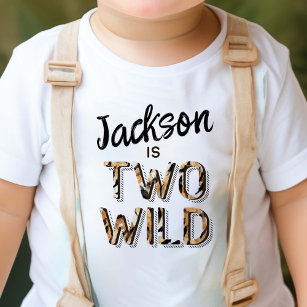 T-shirt Pour Les Tous Petits Deux Wild Simple Jungle Safari Thème 2ème annivers
