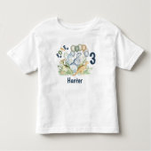 T-shirt Pour Les Tous Petits Dinosaur Boy Blue Green Name 3ème anniversaire (Devant)