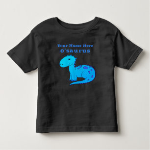 T-shirt Pour Les Tous Petits Dinosaure bleu personnalisé amusant avec le nom de