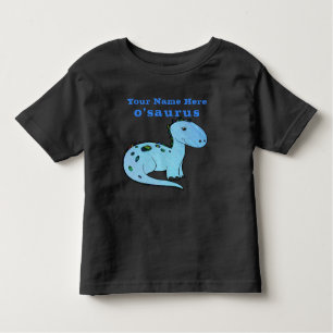 T-shirt Pour Les Tous Petits Dinosaure bleu personnalisé amusant avec le nom de