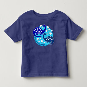 T-shirt Pour Les Tous Petits Dinosaure Bleu Simple Cute Filles Cœurs